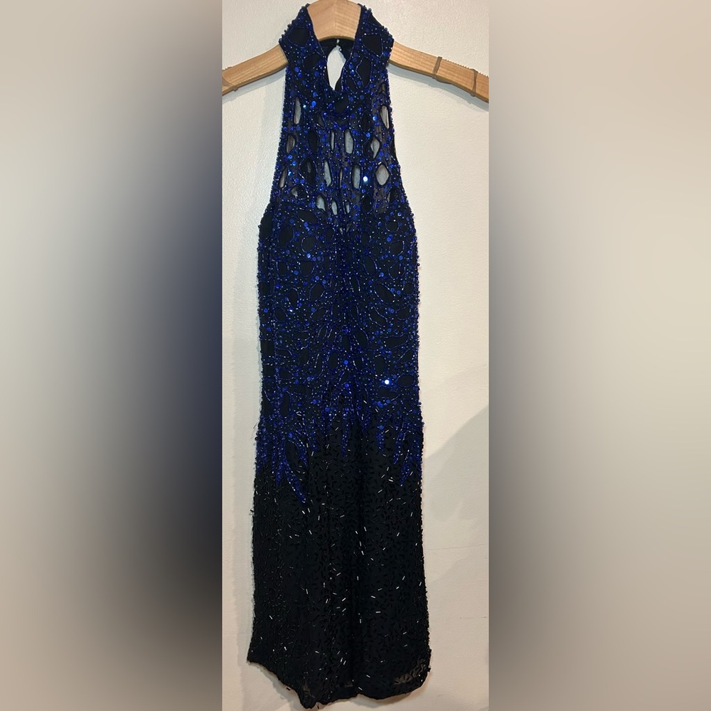 VTG Niteline Della Roufogali Beaded 100% Silk Mini Dress High Neck Size 6 Formal
